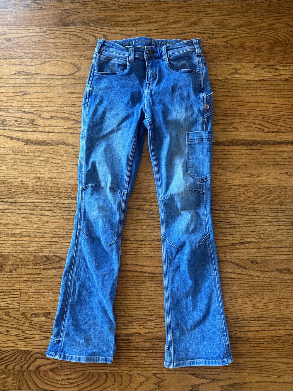 Women’s Blue Flare Carpenter Jeans with Utility Pocket